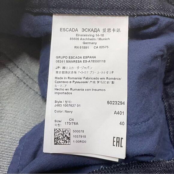 Escada Women's Straight Leg Printed Pants Dark Wash Denim Jeans Size 40 / 10 - Picture 5 of 7